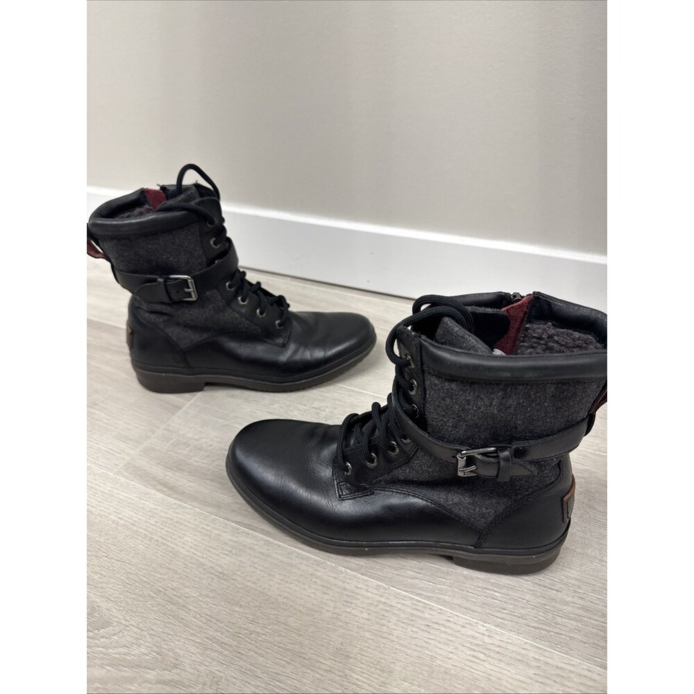 UGG Kesey 1005264 Waterproof Moto Boots Women’s 8 Black Wool Lined Leather